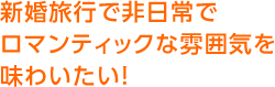 新婚旅行で非日常でロマンティックな雰囲気を味わいたい！